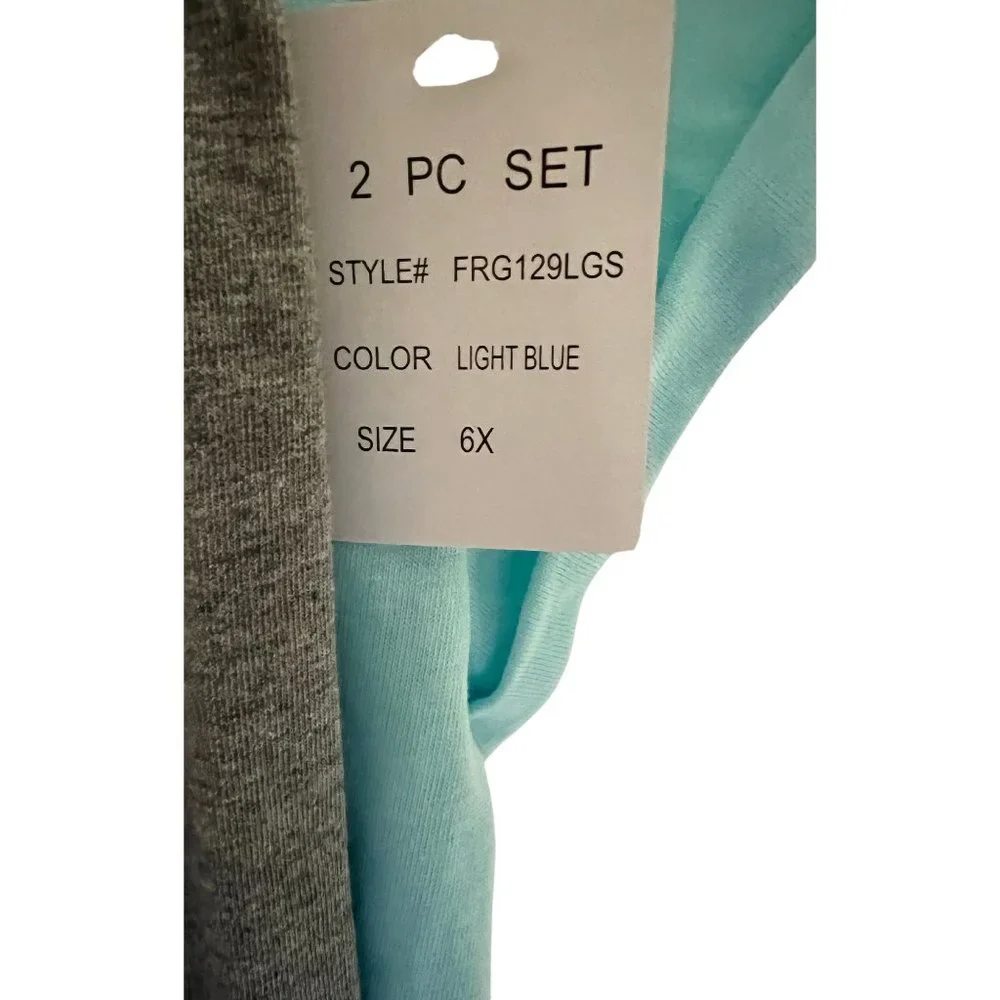 Frozen Girls 2-Piece Legging Set Size 6X Blue Shirt Grey Leggings Snowflakes - Picture 4 of 7